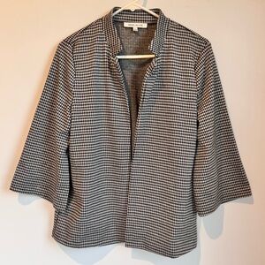 Rose + Olive Black and White Houndstooth Pattern Pocket Blazer Jacket Sz Medium